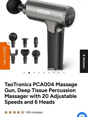 TaoTronics Deep Tissue Massage Gun - Gray/Black